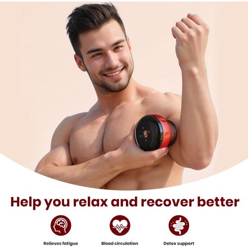 Becommend 5-in-1 Smart Dynamic Cupping Therapy Set with 20-Level Heat & Suction, Cupping Kit for Massage Therapy, Electric Cupping Device with Red Light for Back Pain, Knots, Soreness Relief (Red)