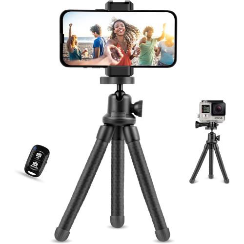 UBeesize Phone Tripod, UBeesize 12 Inch Flexible Cell Phone Tripod Stand Holder with Wireless Remote Shutter & Universal Phone Mount, Compatible with Smartphone/DSLR/GoPro Camera