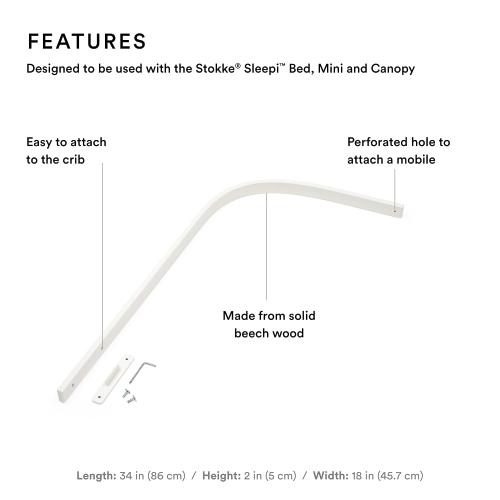 Stokke Sleepi Drape Rod V3, White - Compatible with Sleepi Bed V3, Mini V3 & Downsizing Kit V3 - Made from Solid Beech Wood