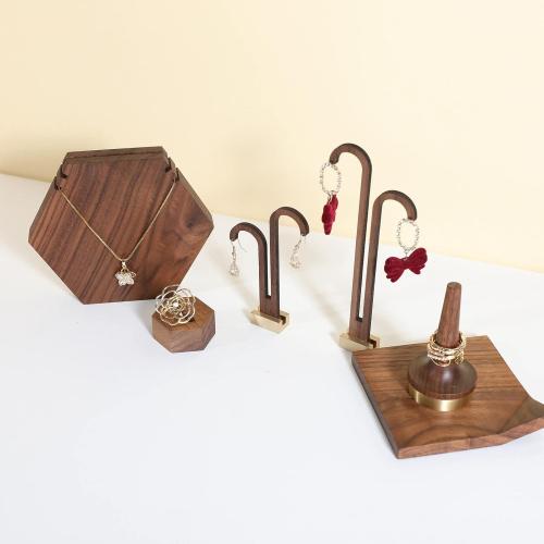 2 pcs walnut earring display stands for selling, cute earring hanger, wood hanging earring holder for boutique display【Y shape rectangle base-2pcs】