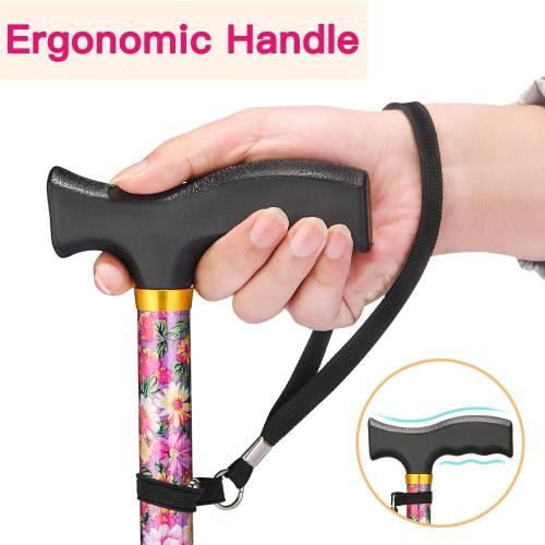Walking Cane LIXIANG Cane for Man/Woman | Mobility & Daily Living Aids | 5-Level Height Adjustable Walking Stick | Comfortable Plastic T-Handle Portable Walking Stick Folding Cane
