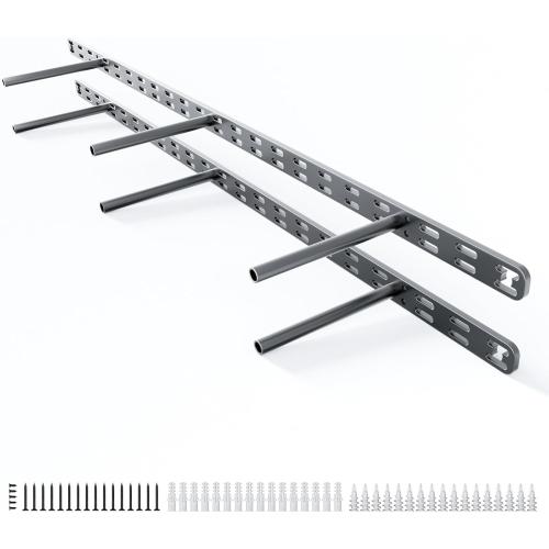 2pcs Floating Shelf Bracket Heavy Duty,Decorative Floating Shelf Hardware Hidden Black Metal Fireplace Mantel Brackets Without Jig (34X6X1.0 Without Tools)
