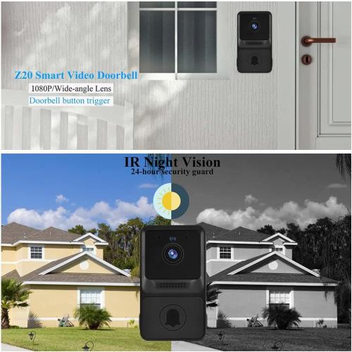Video Doorbell Wireless 1080P High Resolution Visual Smart Security Doorbell Camera Wireless Video Doorbell with IR Night Vision 2-Way Audio Real-Time Monitoring