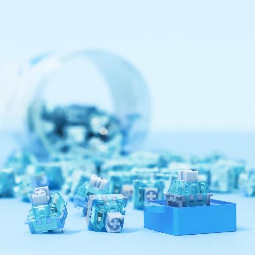 MAGIC-REFINER x Jelly Blue Switches for Mechanical Keyboard DIY, 50gf Tactile Keyswitch 3 Pins, Factory Pre Lubed with POM Stem Compatible for MX Mechanical Keyboard Switch Set (100PCS)
