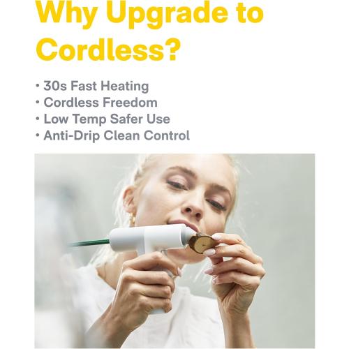 HOTO Cordless Hot Glue Gun, Mini Hot Glue Gun & 10 Colored Glue Sticks