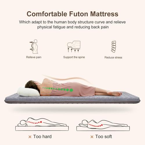 Premium Foam Japanese Futon Floor Mattress 100% High Density Foam Comfortable Floor Mattress,3.2 Thicken Foldable Sleeping Pad,Dormitory Tatami Mat,for Adult and Kids (Gray)