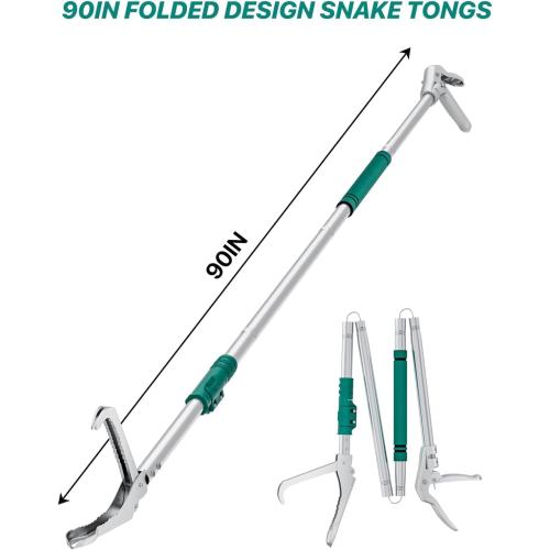 90 Snake Grabber Tool, Heavy Duty Snake Grabber with Long Reach | Professional Snake Tongs for Camping, Garden, Outdoor & Emergency Use