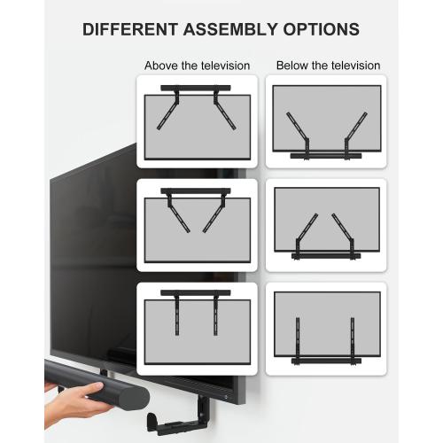 WALI Universal Soundbar Mount for TV, Heavy-Duty Bracket for Mounting Above or Below Screen, Length Up to 16.7,Fits Samsung,Sony,Bose,LG,Vizio,Roku,Vizio,Bose & More (SBR206)