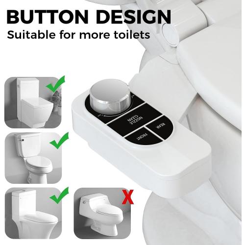 SAMODRA Non-Electric Bidet - Self Cleaning Dual Nozzle (Frontal and Rear Wash) Fresh Water Bidet Toilet Seat Attachment with Independent Adjustable Water Pressure (Classic Black/Silver)