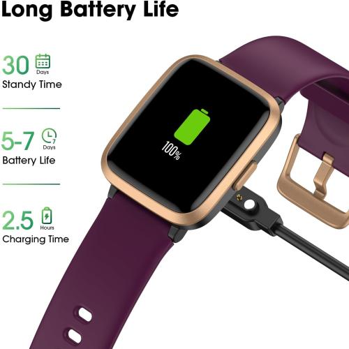 Color Red Fitness Tracker, Fitness Watch with Blood Oxygen, Blood Pressure & Heart Rate Monitor, Steps Calories Counter, Sleep Monitor, Pedometer 50 Meters Waterproof, Smart Watch for Android iPhones