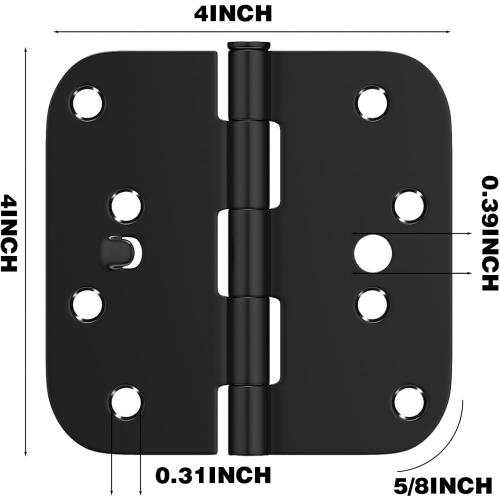 goldenwarm Black Door Hinges 4inch 3 Pack Security Door Hinges, Interior/Exterior Matte Black 4 Hinges with 5/8 Radius Corner for Doors Reversible Full Mortise Combination