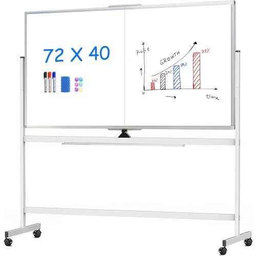 maxtek Rolling Whiteboard, 72x40 Large Double-Sided White Board Dry Erase on Wheels, Giant Magnetic White Board Standing for Office, School, Home Office, Homeschool(72 x 40)