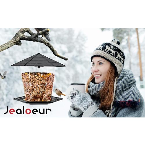 Bird Feeders for Outdoors Hanging Bird Feeder Wild Birds Seed, Black
