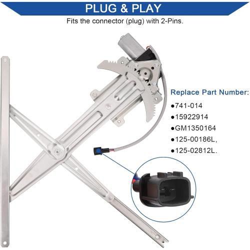 Obaee Front Driver Side Power Window Lift Regulator With Motor Compatible with Chevy Colorado GMC Canyon 2004-2011, Isuzu i-280 i-350 2006, i-290 i-370 2007-2008 Replace OE 741-014