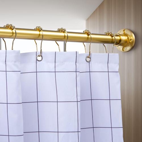BRIOFOX Industrial Shower Curtain Rod - 2-in-1 Design Tension Curtain Rod - Never Rust Non-Slip 43 to 72 Inch Metal Steel, Gold Window Curtain Rod