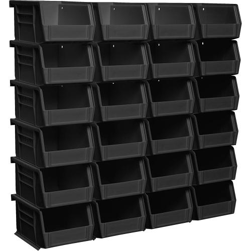 Akro-Mils 30210 AkroBins Plastic Storage Bins, Space-Saving Stackable Bins for Garage, Pantry, Craft Organization, 5- x 4- x 3-, Black, 24-Pack