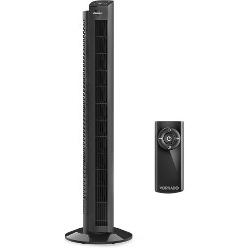 Vornado OZI42 42 Whole Room Tower Fan, Powerful Air Circulation, Space-Saving Design, Quiet Operation, 5 Speed Settings, 1-8 Hour Timer, 70-Degree Oscillation, Remote Control, Black