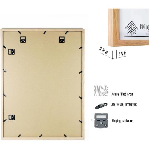 Oak Wood Picture Frames 24x36 with Mat 20x30 - Natural Solid Wood Poster Art Photo Frame Wall Hanging