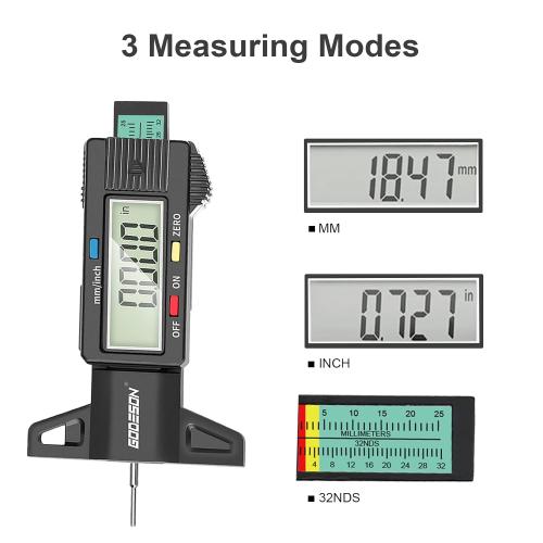 GODESON Tire Tread Depth Gauge,Digital Tire Tread Depth Gauge in 1Inch/25.4mm with Color-Coded Bar, Easy Read Tire Depth Gauge for Cars, Trucks, Motorcycles