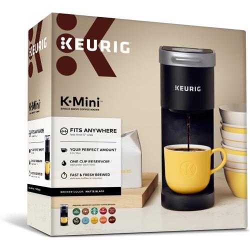 Keurig K-Mini Single Serve K-Cup Pod Coffee Maker, 6 to 12oz Brew size, with Cord Storage, Perfect for Small Spaces, Black