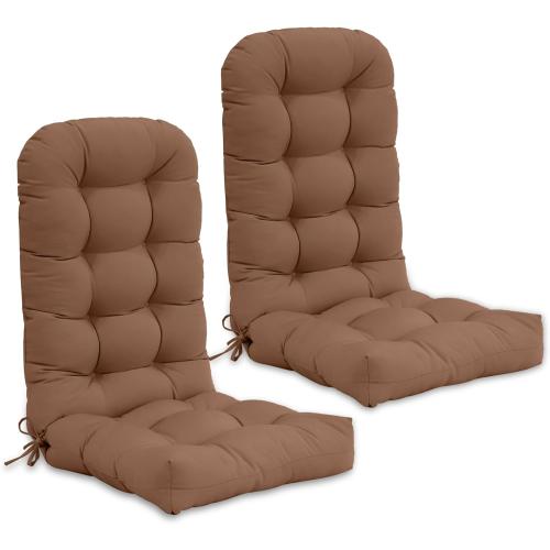 EAGLE PEAK High Back Adirondack Chair Cushions, 5 Thick Non Slip Tufted Cushion for Outdoor Patio Rocking Chairs, 49x20x5 in, 2 Pack, Mocha