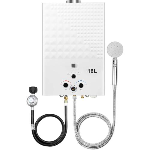 Tankless Water Heater Propane 4.74GPM 18L Outdoor Portable GasHot Water Heater Instant Propane Water Heater with Digital Display Multi-Protection for Camping Trips Boat