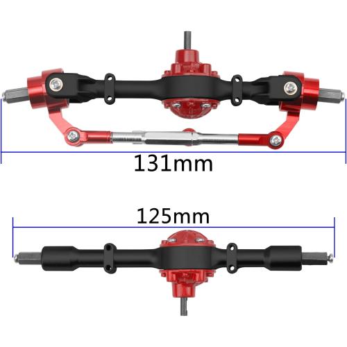 Metal Front & Rear Portal Axle Set Upgrades Parts Compatible with WPL C14 C24 C34 C44 B14 B24 1/16 RC Car (Black)