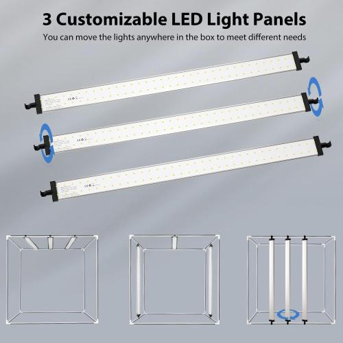 Takerers Photo Studio Light Box,39x39 Inch/100x100cm 210 LED Professional Photo Background Shooting Tent with 3 Stepless Dimming Light Panel, Lightbox with 5 Color Backdrops for Product Photography