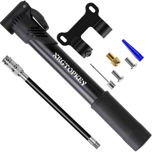 Mini Bike Pump 100 PSI with Flexible Hose, Fits Presta & Schrader Valves
