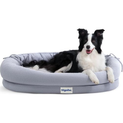 Orthopedic Dog Bed for Large Dogs, Pet Sofa Bed with Egg Crate Foam, 4-Sided Bolster, Removable Washable Cover & Anti-Slip Bottom, X-Large Gray