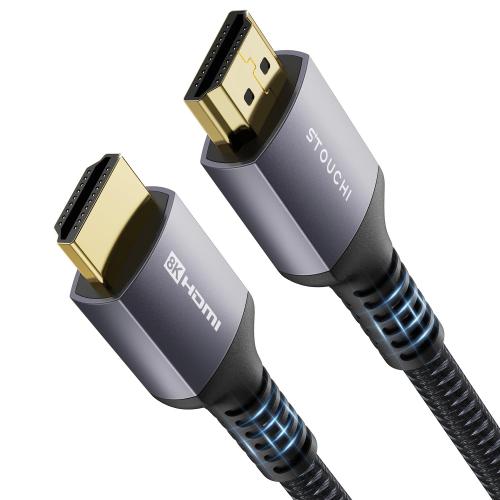 Stouchi HDMI Cable 8FT, 48Gbps Ultra High Speed HDMI® Cables Braided 2.1 Cord, 8K60Hz 4K120Hz 144Hz eARC Dynamic HDR HDCP 2.2&2.3 HDR10  Compatible for PS5, PS4, UHD TV and PC