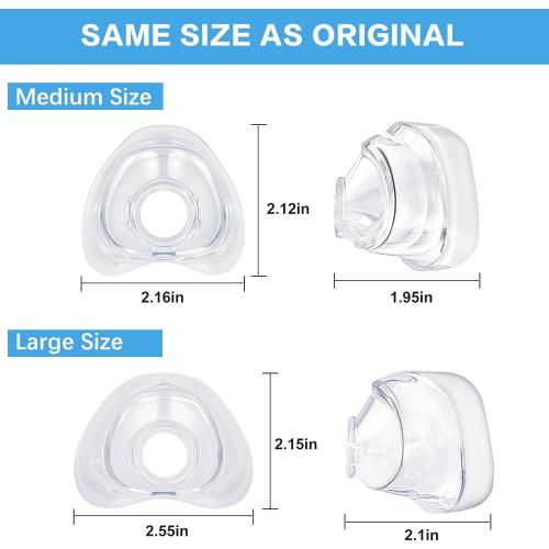 2 Pack Replacement Nasal Cushion for ResMed Airfit N20, Medium, Compatiable with Orignal Airfit N20 Frame & Elbow, Replacement Nasal CPAP Mask Cushion, Soft & Durable