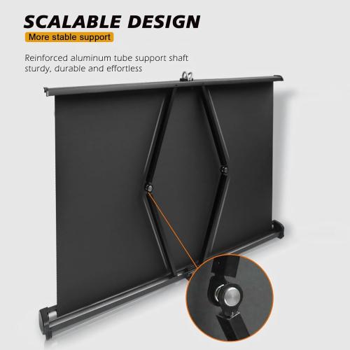 Tecdigbo 50 Inch Projector Screen Pull Down, 16:9 Projector Screen Retractable Tabletop Screen Tripod Stand for Home Theater Meeting Room, School Indoor Outdoor Ceiling Wall Mount Upgrade