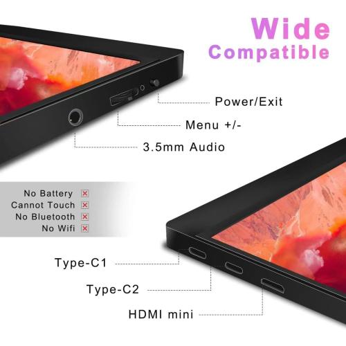 15.6inch FHD 1080P Portable Monitor with Cover and Speakers HDMI Gaming Ultra-Slim IPS External Screen for PC Phone Mac Laptop Display Game Xbox PS4/5 Switch