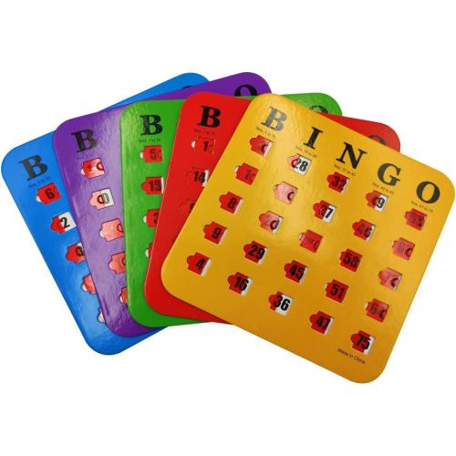 Yuanhe Deluxe Bingo Game Set - 6 Inch Metal Cage with Calling Board, 5 Shutter Slide Cards, 75 Colored Balls, for Large Group Games