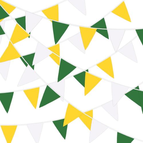 MARFOREVER 28 FT 30 Pcs Spring Yellow Green White Pennant Banner Flags