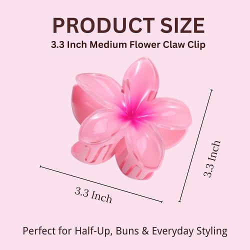Hawaiian Flower Hair Clips – 6 Pack Colorful Claw Clips for Women & Girls, Large Aesthetic Hair Accessories for Thick or Thin Hair, Summer Beach Vacation Gift
