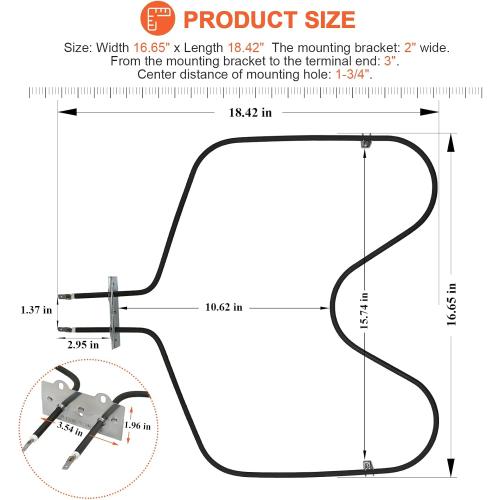 16-5/8’’wide X 15-3/4deep WP308180 W10308477 Oven Bake Element Replacement for Whirlpool Oven Heating Element WP308180 by Beaquicy - Suitable for Kenmore,Whirlpool ovens RF366PXXN2,FEP310EN0,RF365PXYN0,RF327PXVW,etc.