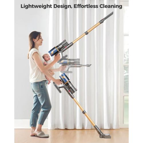 Cordless Vacuum Cleaner, 30Kpa Vacuum Cleaners for Home, Max 50Mins Runtime, Anti-Tangle Stick Vacuum, LED Screen, 1.5L Dust Cup, Rechargeable Lightweight Vacuum for Hardwood Floor, Carpets, Pet Hair