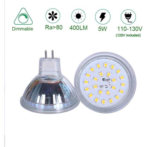 mr16 led Bulb dimmable 120v 110V 5w 2700K Warm White Soft White Spot Light Equivalent to 50w Halogen Bulb for Tracking Light MR16 Fixture