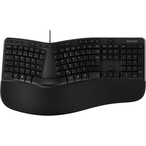 Incase Wired Ergonomic Keyboard – Designed by Microsoft – Refined Ergonomic Design, Built-in Shortcuts Keys, Layered Palm Rest for Wrist Support, Integrated Number Pad – French Canadian Layout