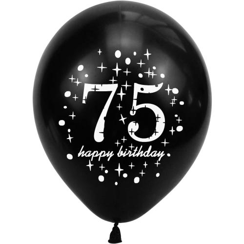 SHUNTAI 75th Birthday Balloons Black and Gold 75th Birthday Decorations for Men Women Happy 75 Birthday Latex Confetti Balloon 75 Years Old Theme Party Decor Supplies 15 Pack 12 Inch
