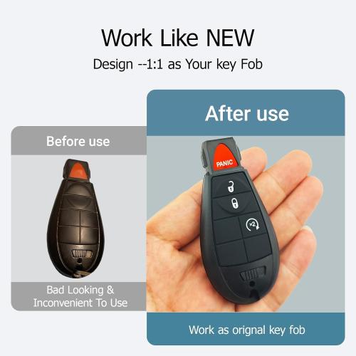 Replacement Key Fob Cover Case fit for 2013-2018 Dodge Ram 1500 2500 3500 Keyless Entry Remote Key Fob Shell GQ4-53T