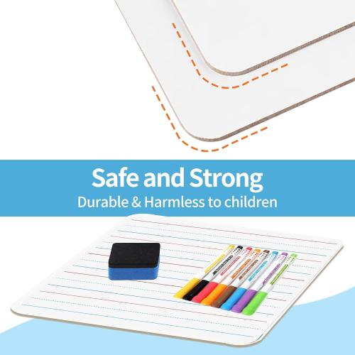 Small White Board, Dry Erase LapBoards 9''x 12'' Mini White Board Double Sided Portable LapBoards for Students Teachers School Supplies (2 Boards with Line)