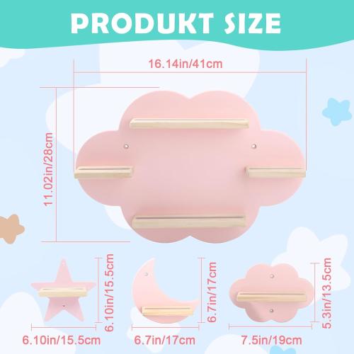 for Toniebox 2/1 Tonie Shelf Wall Mounted Set,Tonies Figures Tonies Storage,Magnetic Wooden Floating Shelves Compatible with Tonie Box Player Character for Children Room(Pink-Set)