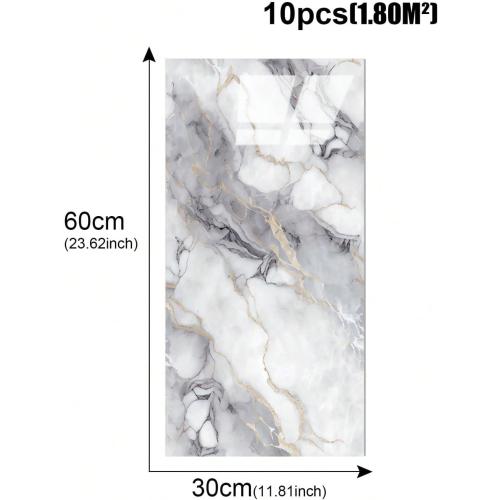 10pcs Thick Marble Peel and Stick Waterproof Wall Panels,Heat-Resistant Backsplash Tile, 23.6x11.8 PVC Foam Wall Sticker for Kitchen,Living Rooms,TV Walls,Colorful (Not Real Tile 19.4Sq. Ft.)