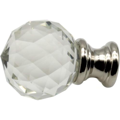 1-3/4 inch Crystal Lamp Finial,FDXGYH 1pcs Lamp Finial Cap Knob Lamp Decoration for Lamp Shade(Clear Crystal)