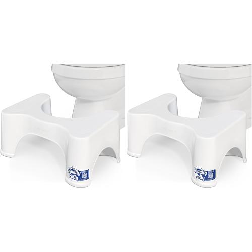 WHITE Squatty Potty The Original Bathroom Toilet Stool Height, White, 9 Inch (Pack of 2)