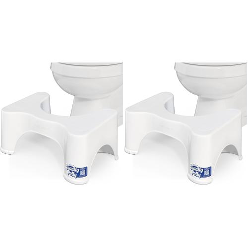Squatty Potty The Original Bathroom Toilet Stool Height, White, 9 Inch (Pack of 2)
