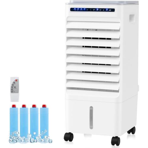 ARLIME 3 in 1 Evaporative Air Cooler, Windowless Swamp Cooler with 4 Modes, 3 Speeds, 7H Timer, Wide Oscillation, Remote, Double Tanks and 4 Ice Packs, Cooling Fan for Bedroom Living Room Office